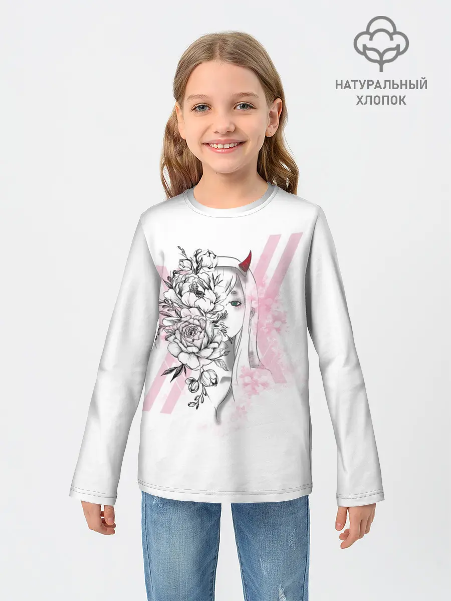 Детский лонгслив / Zero Two Roses
