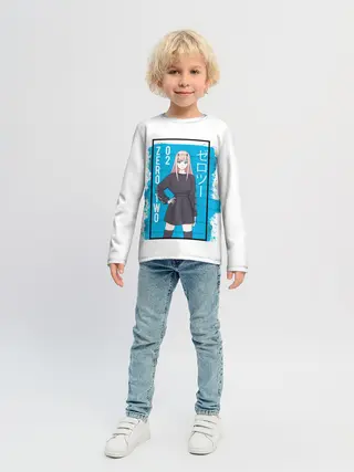 Детский лонгслив / Zero Two blue back