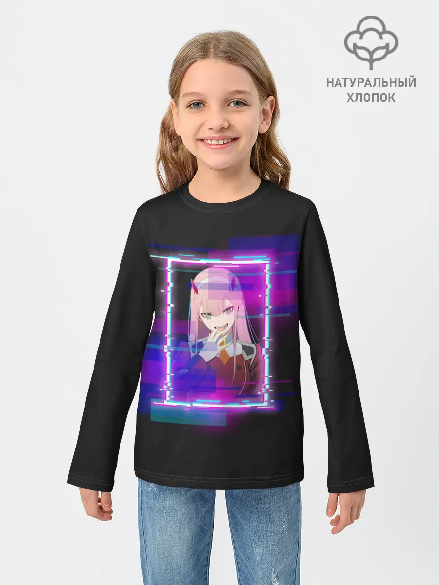 Детский лонгслив / Ноль Два. Неоновая Рамка