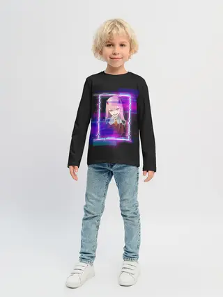 Детский лонгслив / Ноль Два. Неоновая Рамка