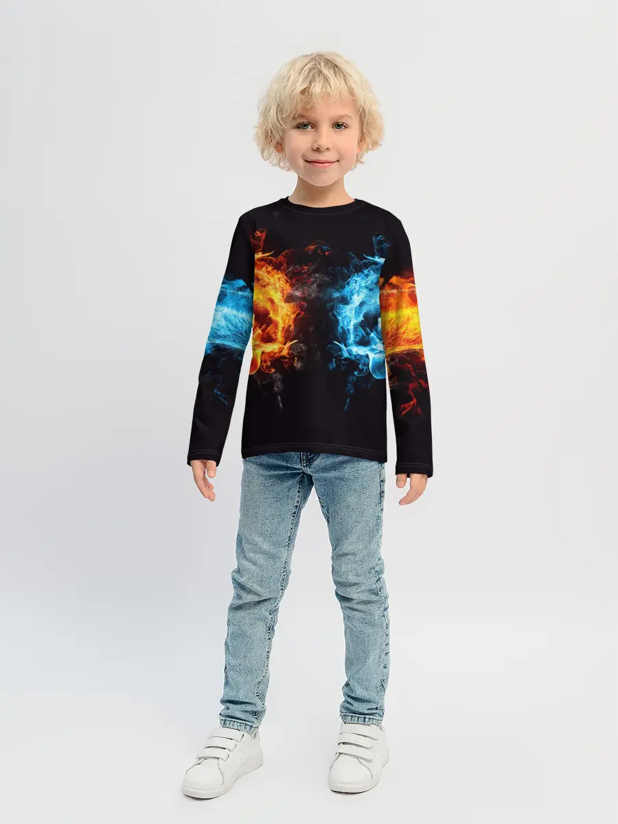 Детский лонгслив / Абстракция,Инь-Ян,Огонь,Вода