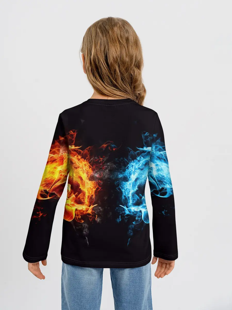 Детский лонгслив / Абстракция,Инь-Ян,Огонь,Вода