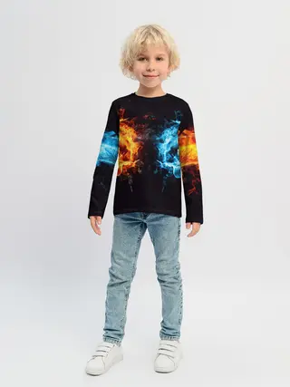 Детский лонгслив / Абстракция,Инь-Ян,Огонь,Вода