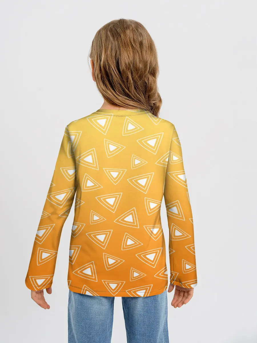 Детский лонгслив / Kimetsu no yaiba оранжевый паттерн