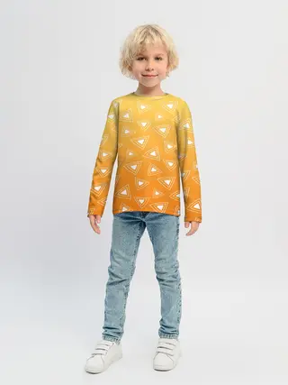 Детский лонгслив / Kimetsu no yaiba оранжевый паттерн