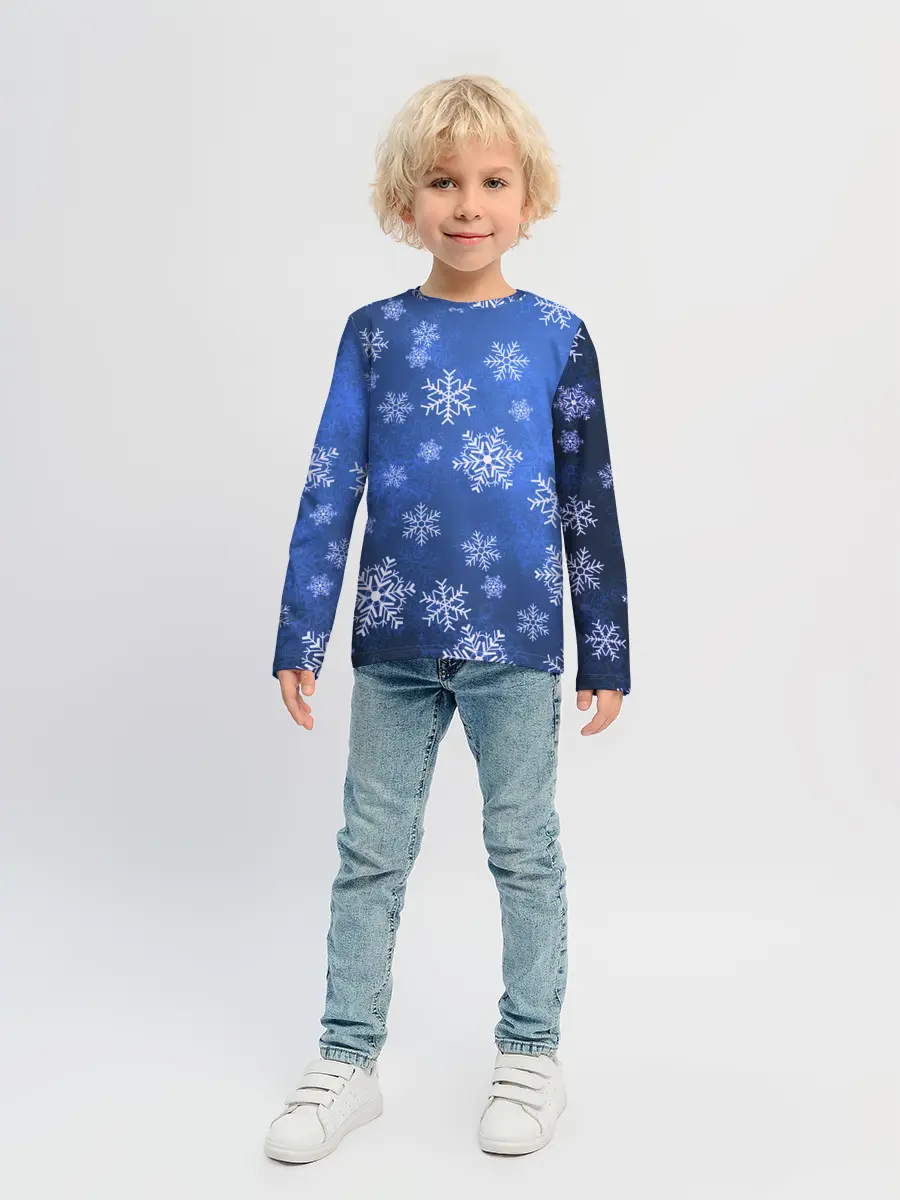 Детский лонгслив / Снежинки.