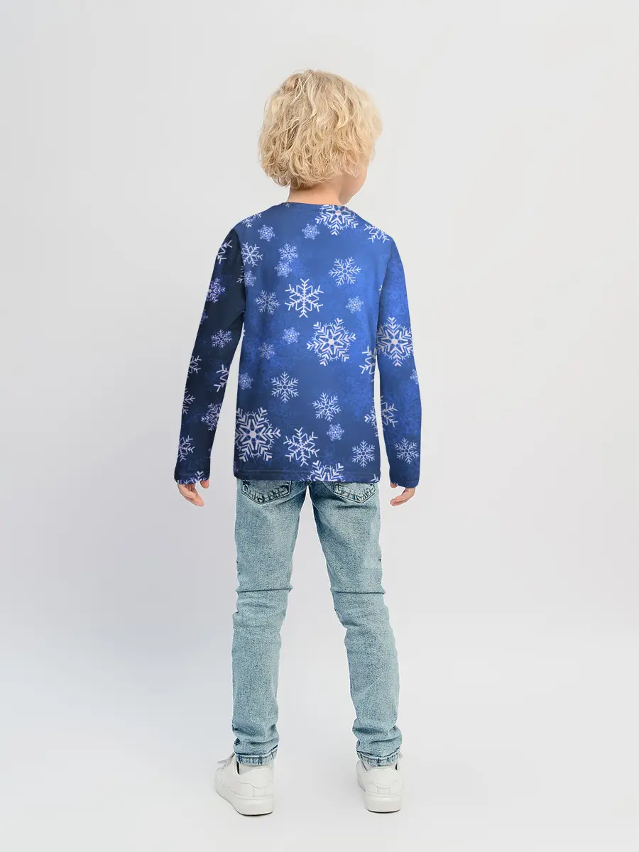 Детский лонгслив / Снежинки.