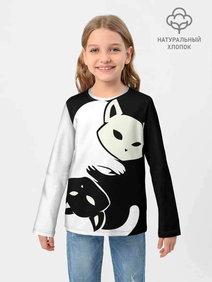 Детский лонгслив / Инь и Янь котики