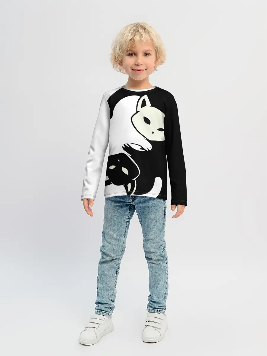 Детский лонгслив / Инь и Янь котики