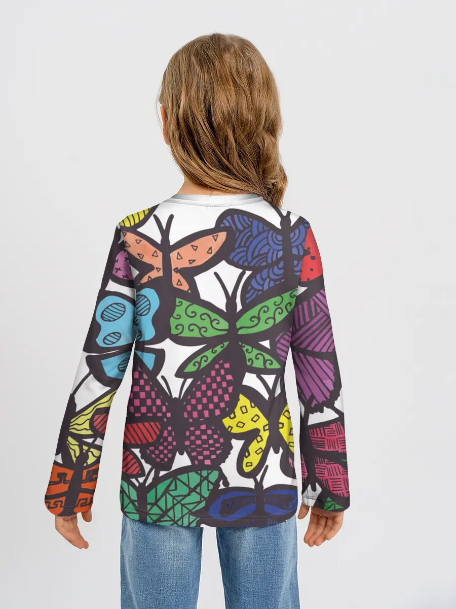 Детский лонгслив / Дудл бабочки