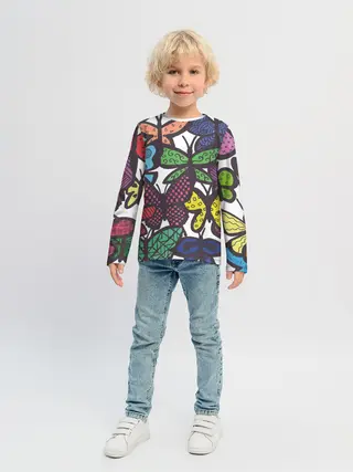 Детский лонгслив / Дудл бабочки