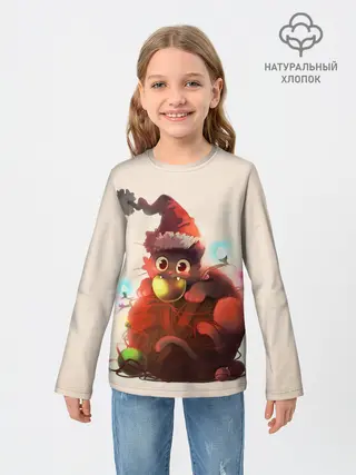 Детский лонгслив / Новогодний кот