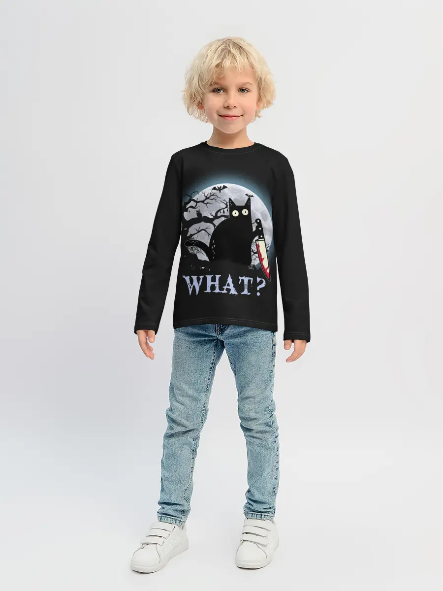 Детский лонгслив / What Cat