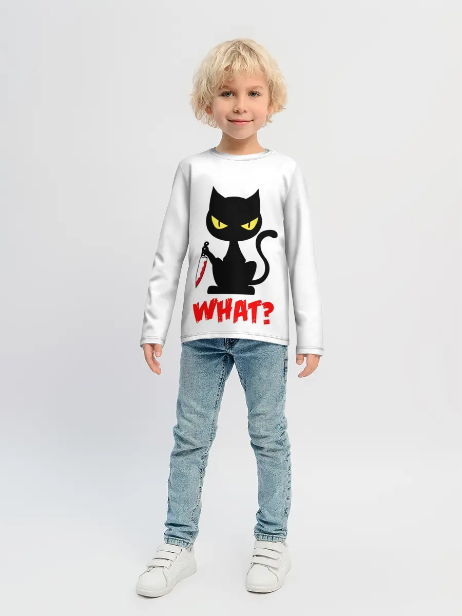 Детский лонгслив / What Cat