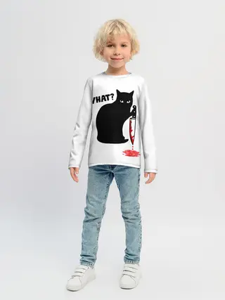 Детский лонгслив / What Cat