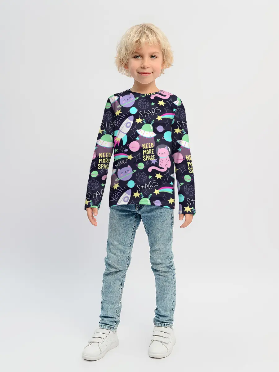Детский лонгслив / Коты-космонавты