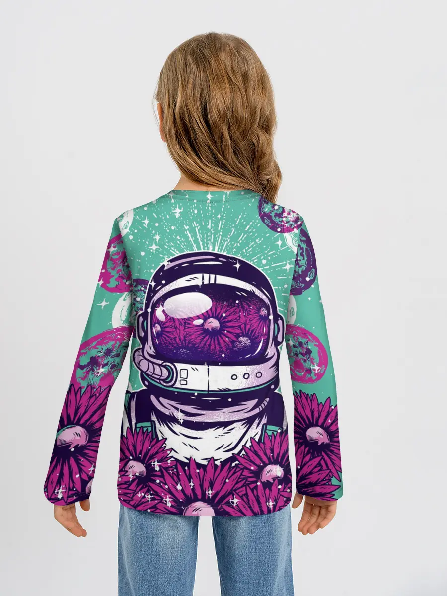 Детский лонгслив / Цветочный Астронавт