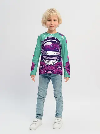 Детский лонгслив / Цветочный Астронавт