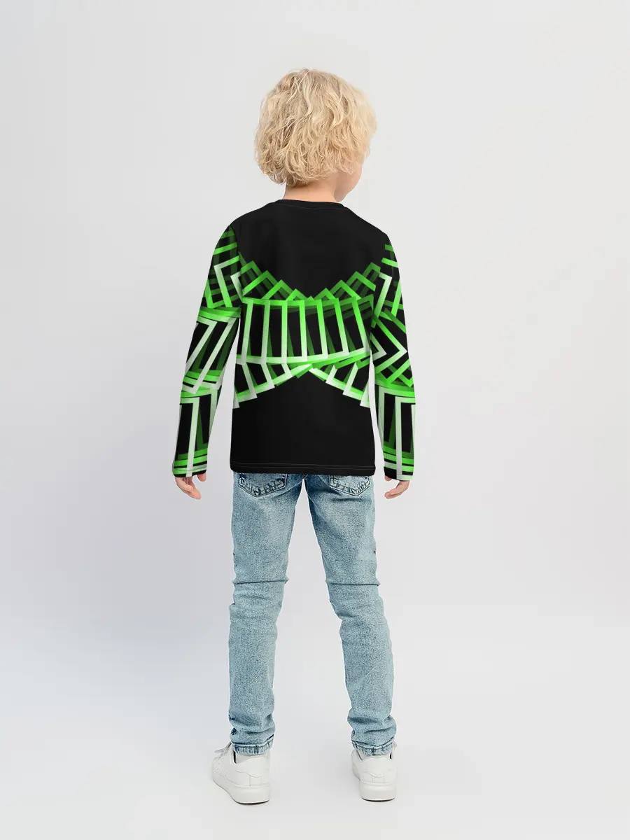 Детский лонгслив / Неоновые квадраты