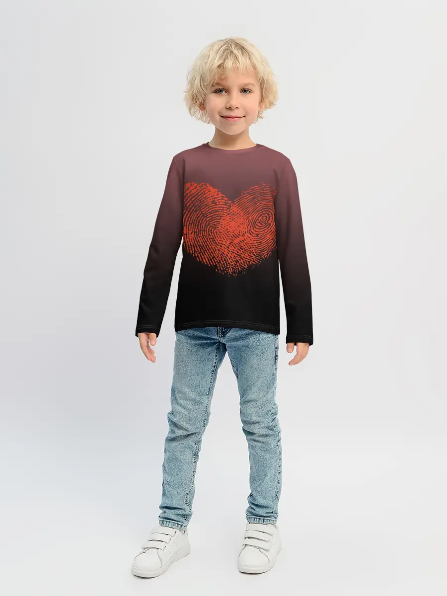Детский лонгслив / Сердце из отпечатков пальцев