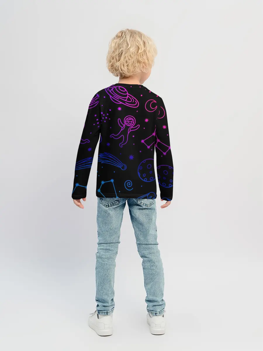 Детский лонгслив / Космический рисунок