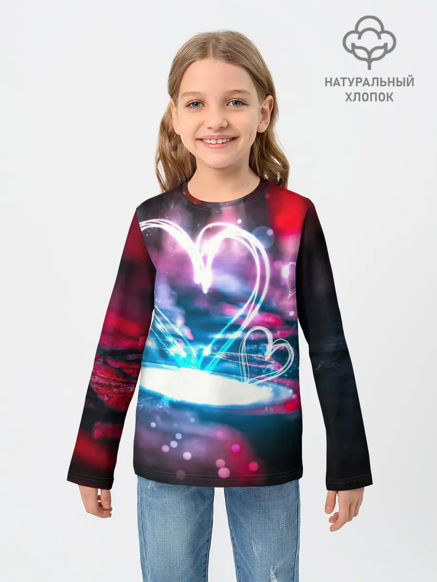 Детский лонгслив / Неоновое сердце