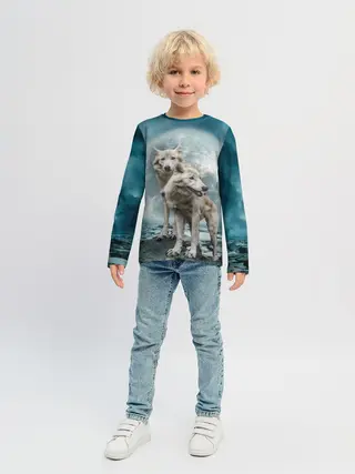 Детский лонгслив / Волки альбиносы