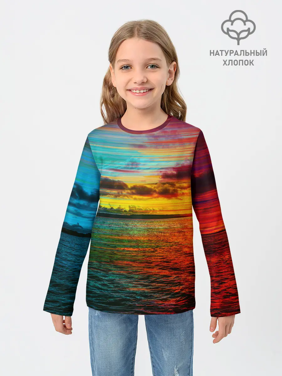 Детский лонгслив / Glitch Sunset