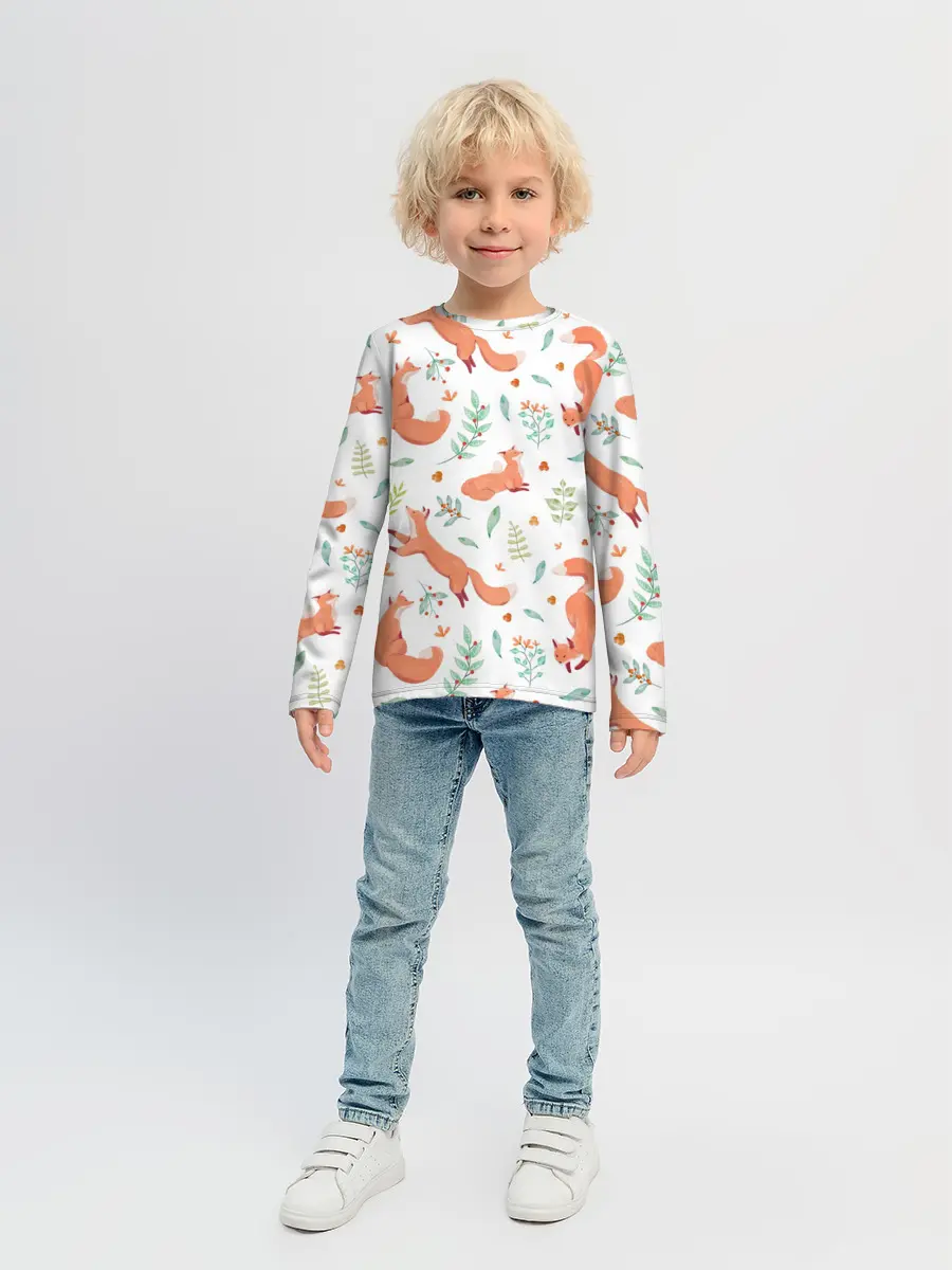 Детский лонгслив / Акварельные лисички