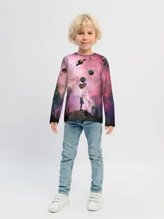 Детский лонгслив / Девочка и космос