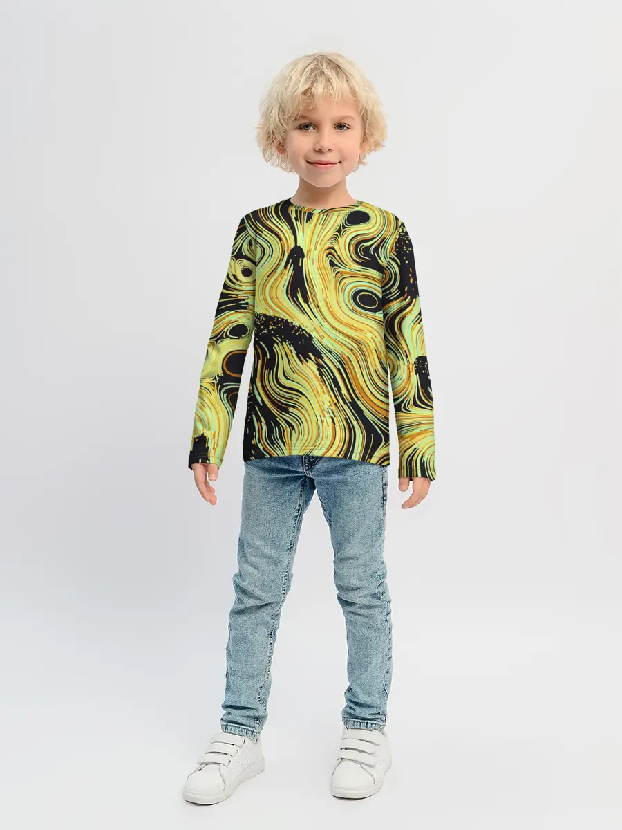 Детский лонгслив / Желтые линии