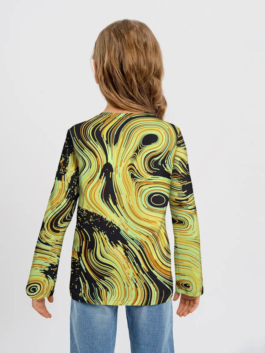 Детский лонгслив / Желтые линии