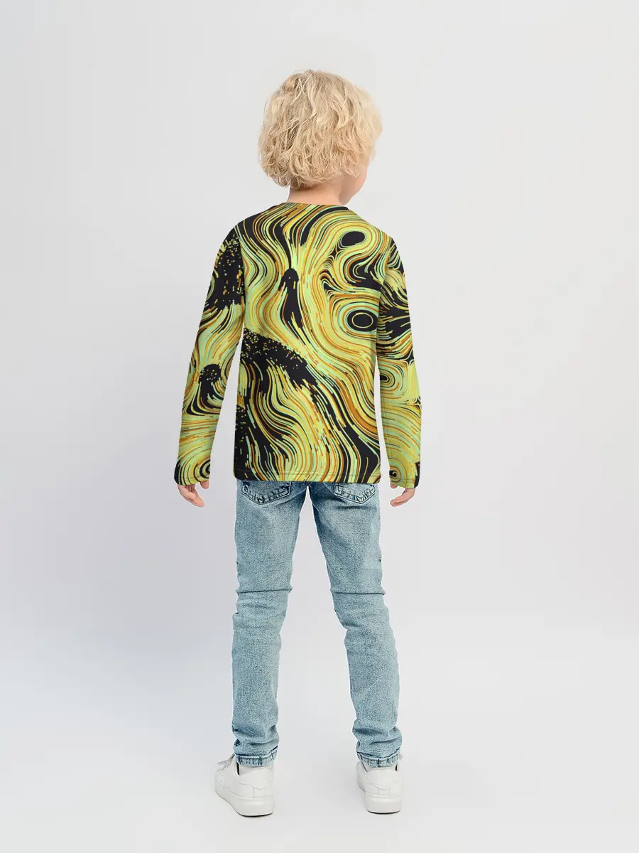 Детский лонгслив / Желтые линии