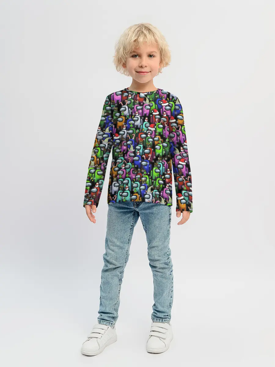Детский лонгслив / Among Us. С Новым Годом!