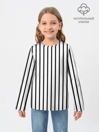Детский лонгслив / Чёрные и белые полосы