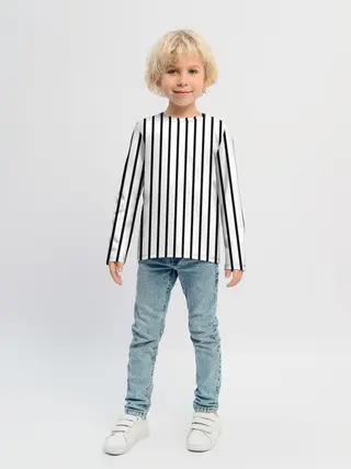 Детский лонгслив / Чёрные и белые полосы