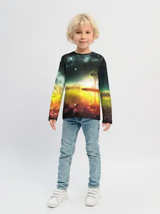 Детский лонгслив / Закат со звездами