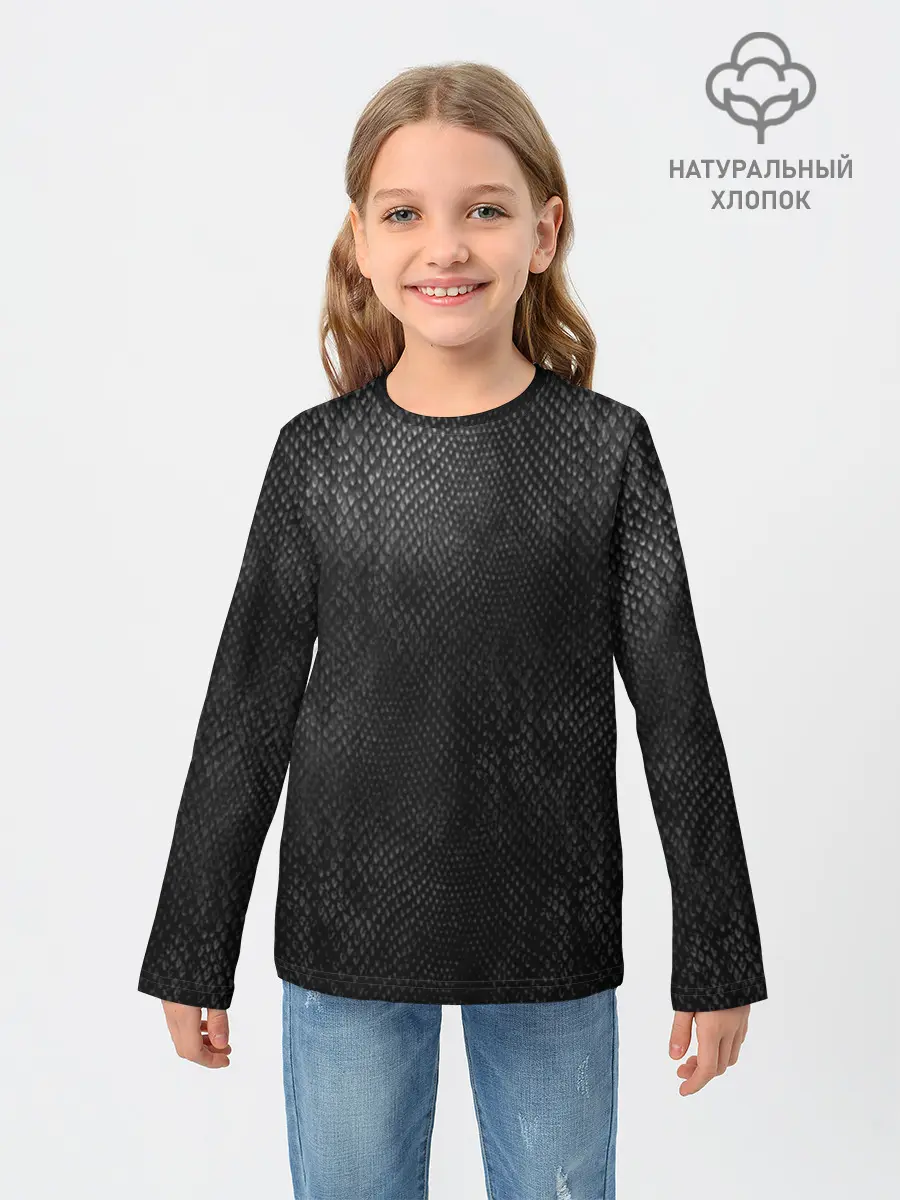 Детский лонгслив / Черный Дракон