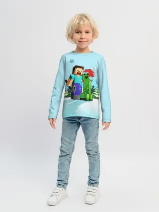 Детский лонгслив / MINECRAFT НОВОГОДНИЙ