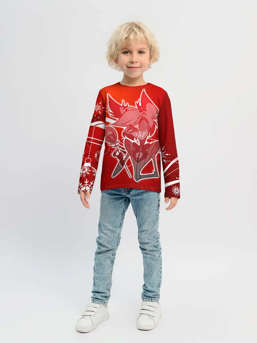 Детский лонгслив / Отель хазбин Новогодний