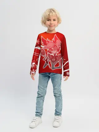 Детский лонгслив / Отель хазбин Новогодний