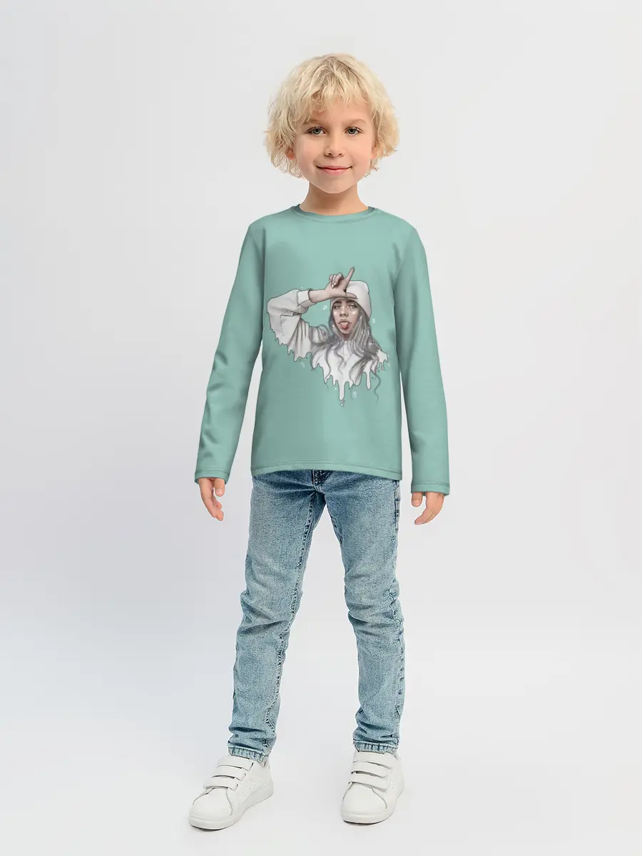 Детский лонгслив / Billie Eilish Mint Art