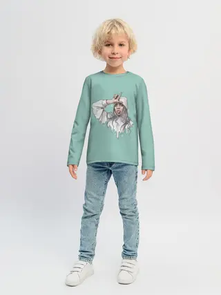 Детский лонгслив / Billie Eilish Mint Art