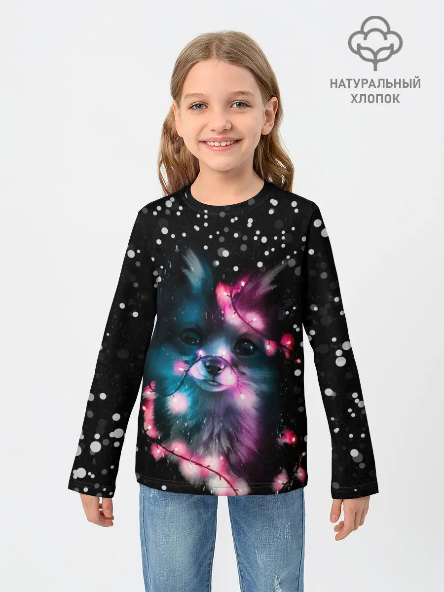 Детский лонгслив / ЛИСЁНОК НОВОГОДНИЙ.