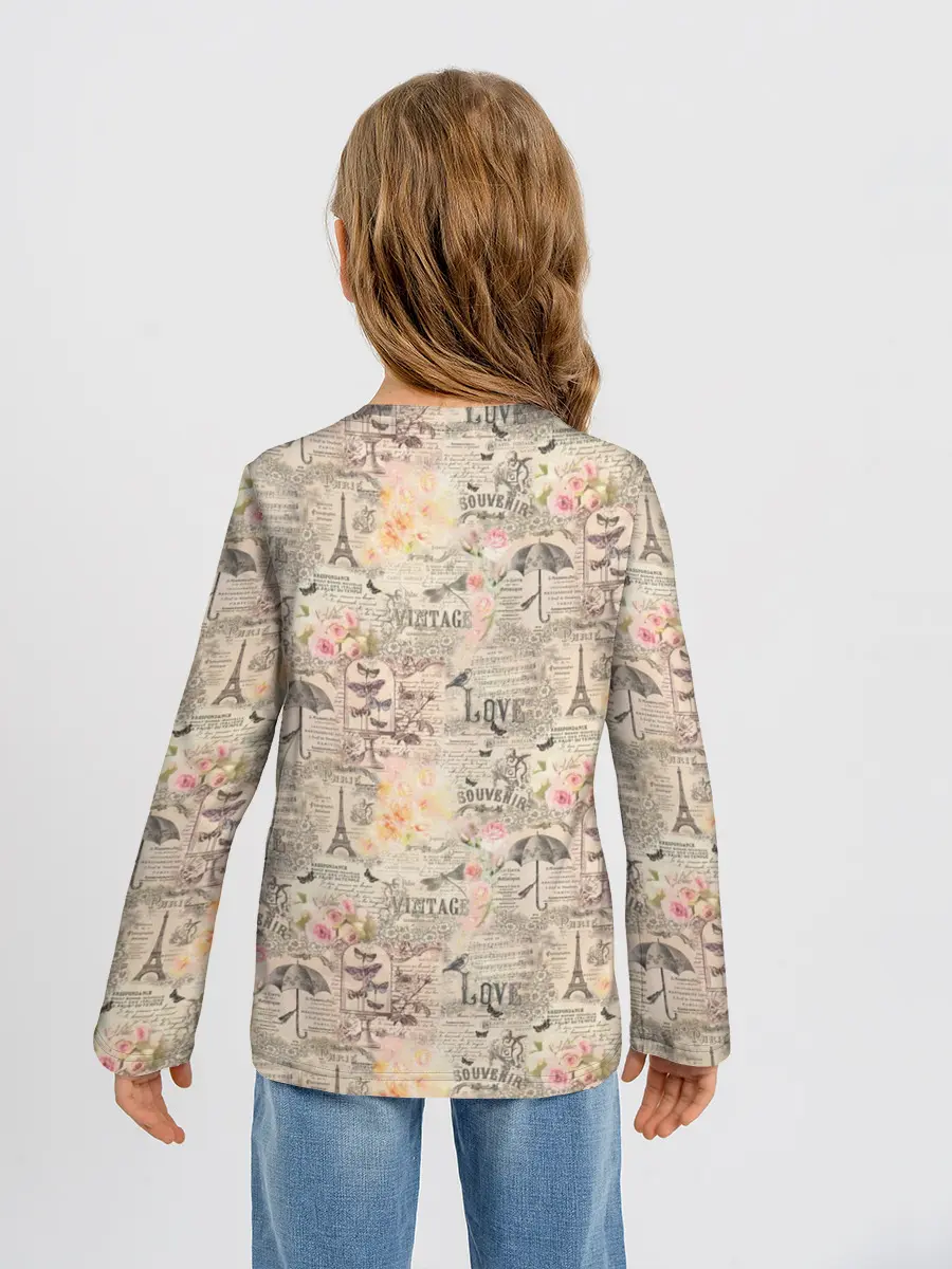 Детский лонгслив / Paris vintage theme
