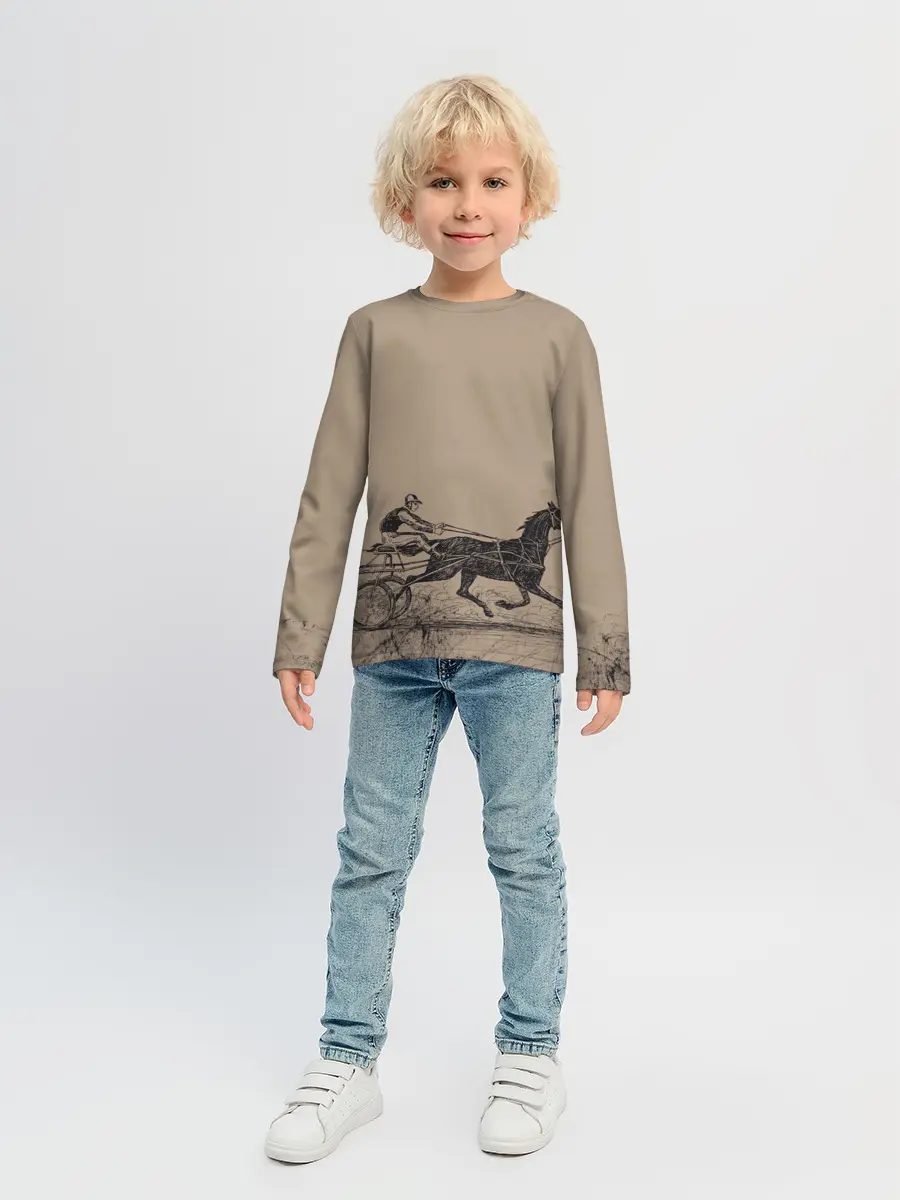 Детский лонгслив / лошадь с колесницей