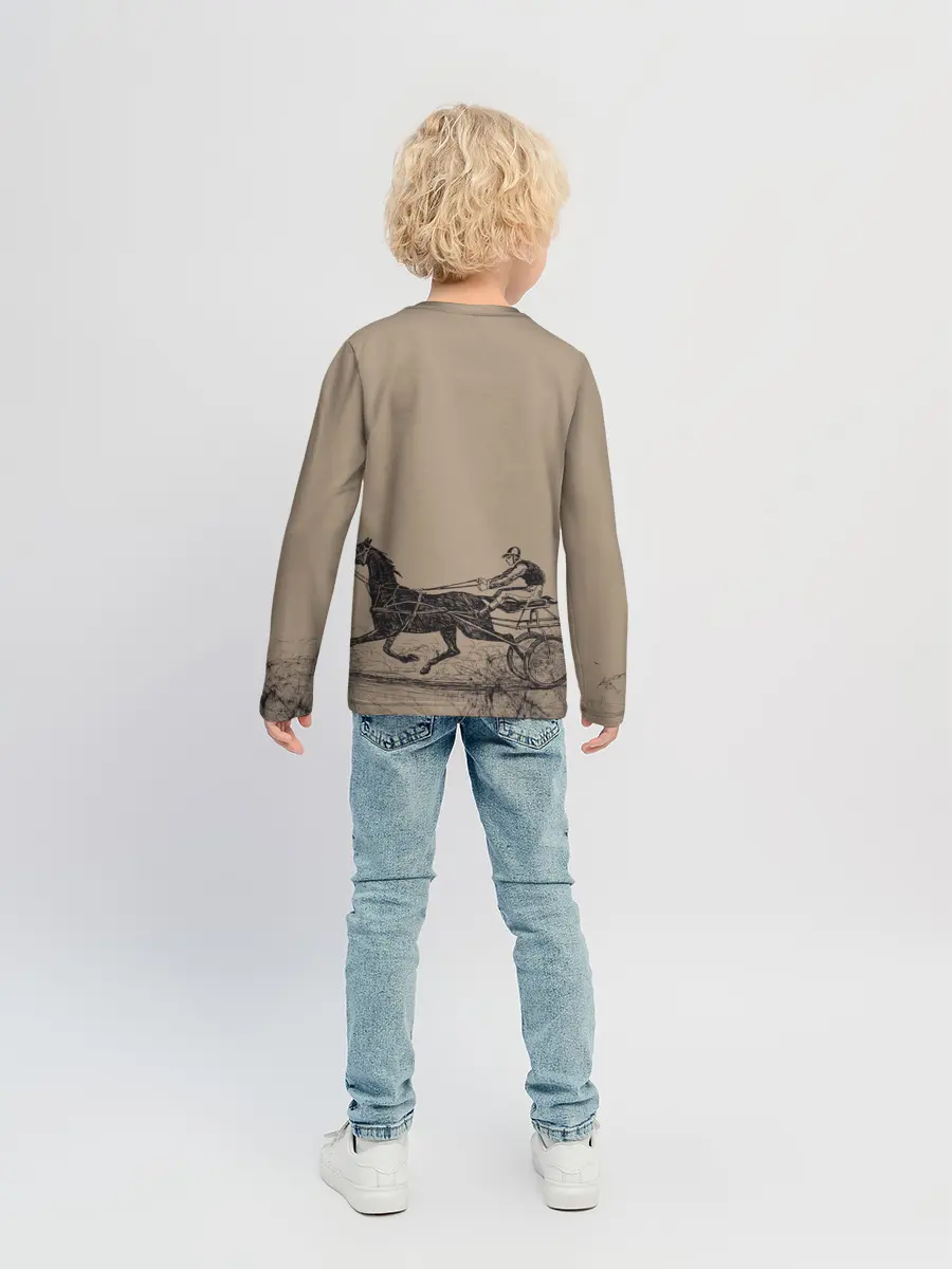 Детский лонгслив / лошадь с колесницей