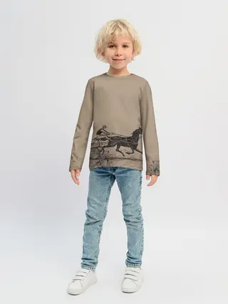 Детский лонгслив / лошадь с колесницей