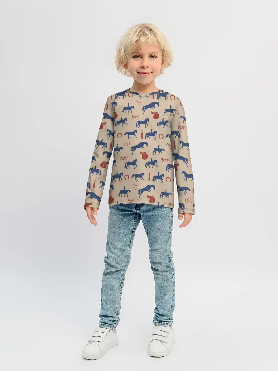 Детский лонгслив / кони
