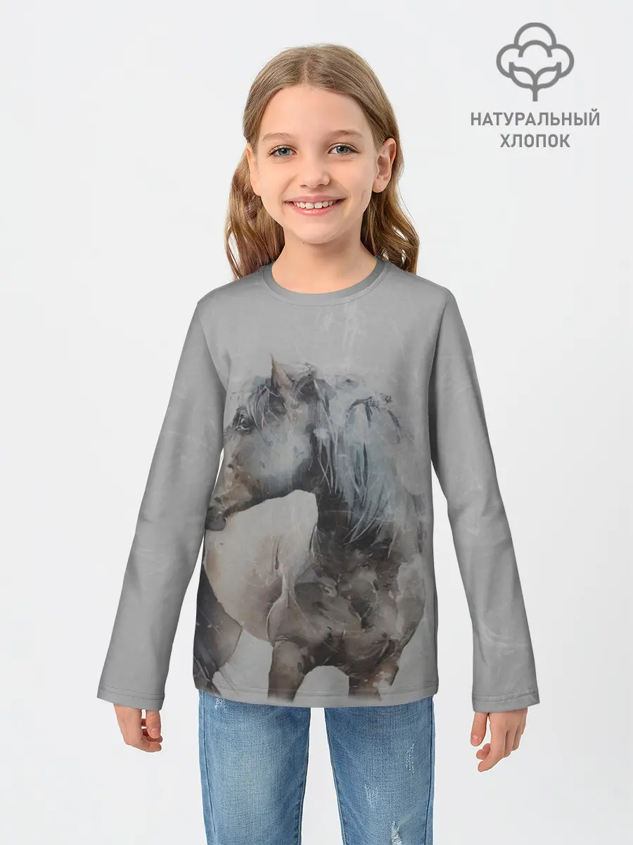 Детский лонгслив / лошадь